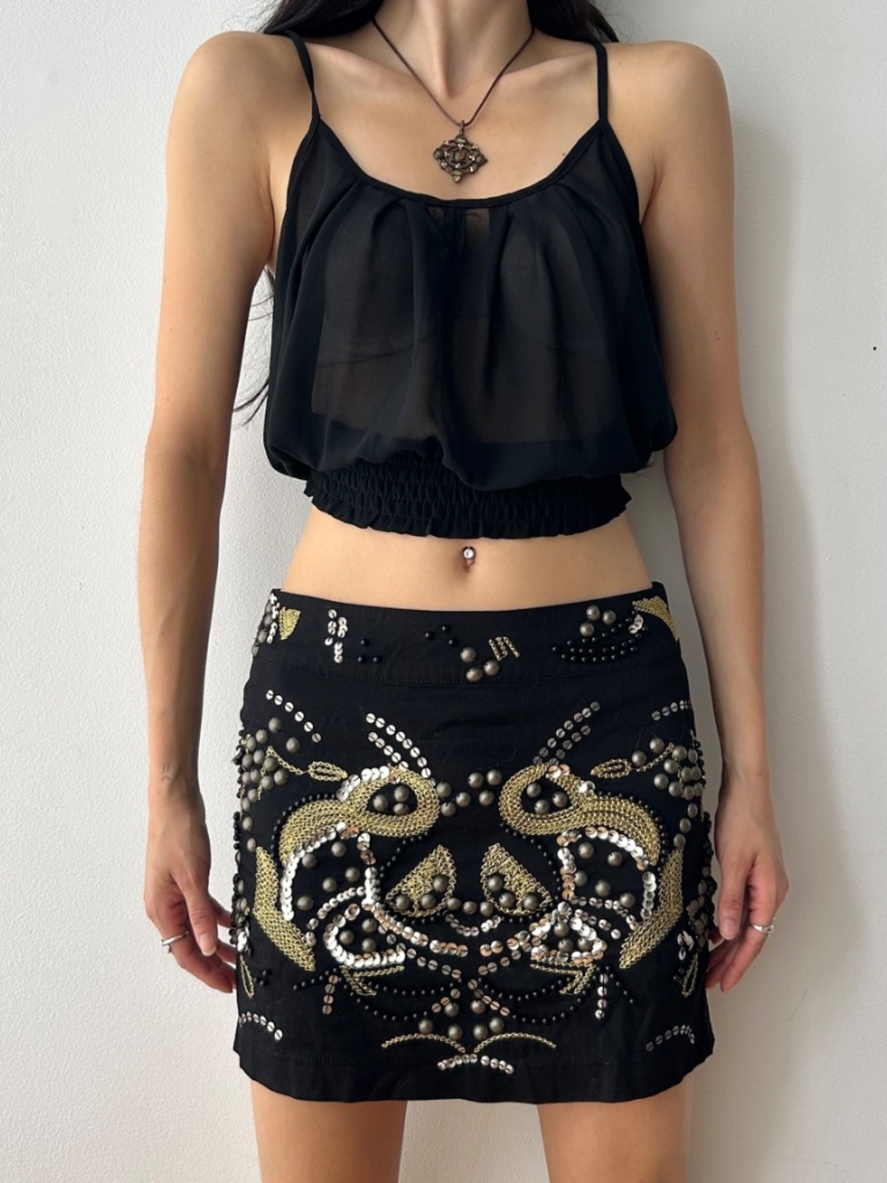ÉLLISON beaded back mini skirt
